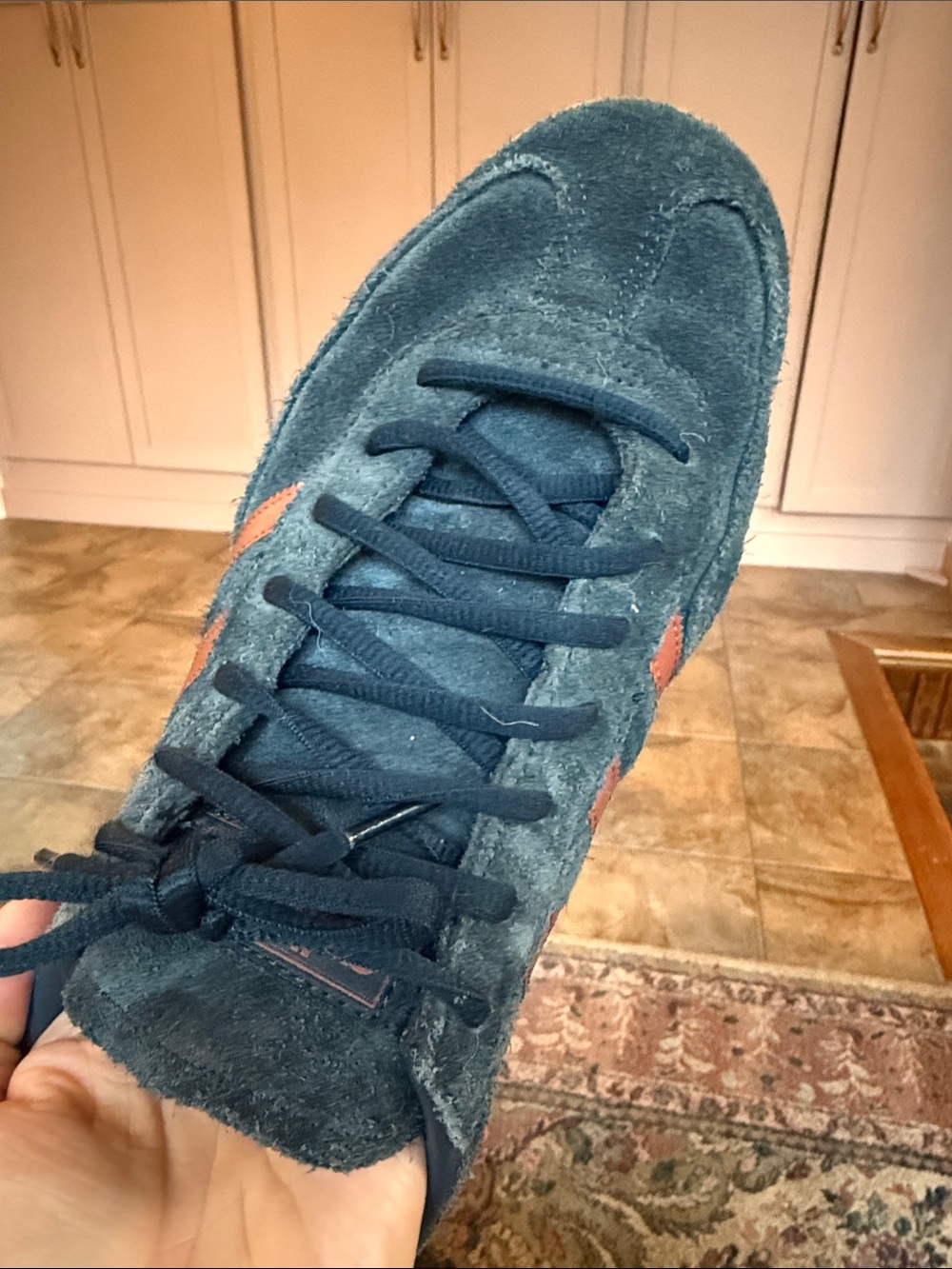 Men's Adidas Spezial Suede Sneakers in Navy with Red Stripes (12) - Picture 8 of 11